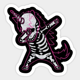 Dabbing Unicorn Skeleton Halloween Costume Men Women Gift Sticker